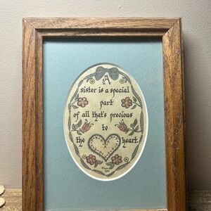 Framed Embroidered Sister Quote Art sku150